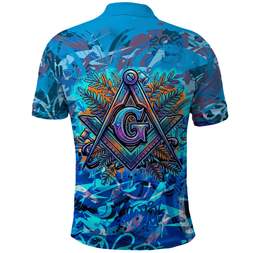 Prince Hall Freemasonry Polo Shirt Compasses Masonic Art - Urban Graffiti Style