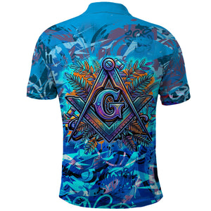 Prince Hall Freemasonry Polo Shirt Compasses Masonic Art - Urban Graffiti Style