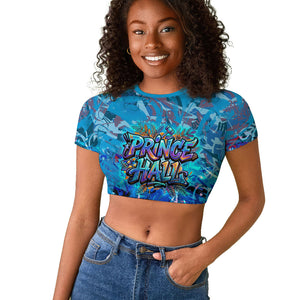 Prince Hall Freemasonry Raglan Cropped T shirt Compasses Masonic Art - Urban Graffiti Style