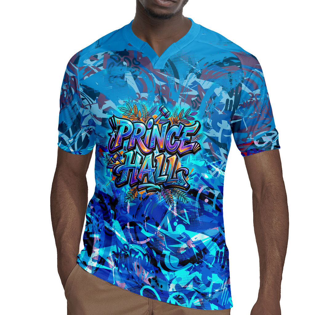 Prince Hall Freemasonry Rugby Jersey Compasses Masonic Art - Urban Graffiti Style