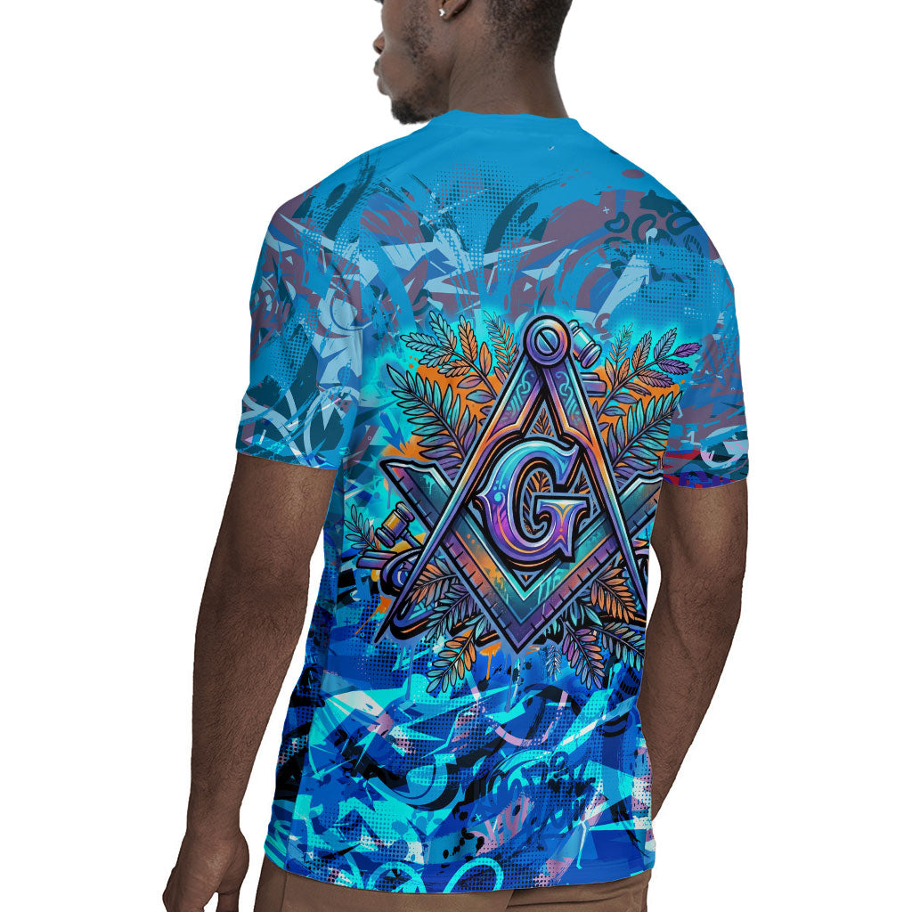 Prince Hall Freemasonry Rugby Jersey Compasses Masonic Art - Urban Graffiti Style