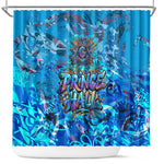 Prince Hall Freemasonry Shower Curtain Compasses Masonic Art - Urban Graffiti Style