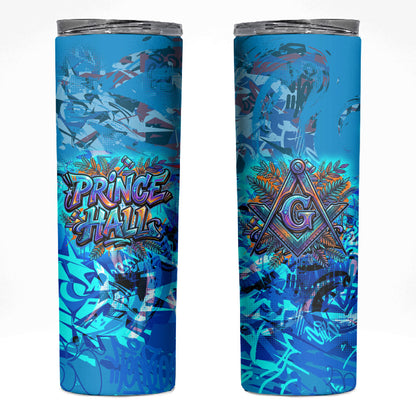 Prince Hall Freemasonry Skinny Tumbler Compasses Masonic Art - Urban Graffiti Style