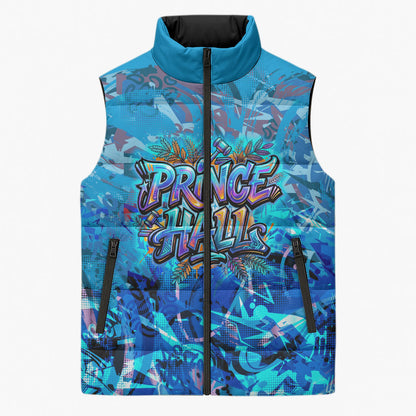 Prince Hall Freemasonry Sleeveless Puffer Jacket Compasses Masonic Art - Urban Graffiti Style