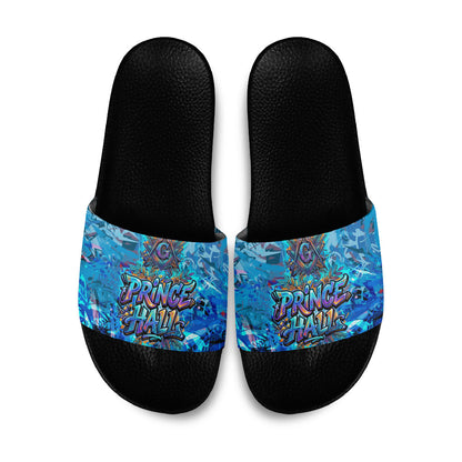 Prince Hall Freemasonry Slide Sandals Compasses Masonic Art - Urban Graffiti Style