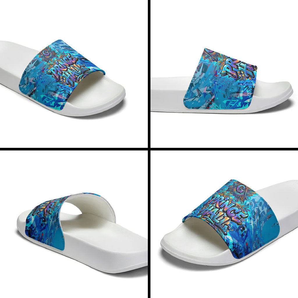 Prince Hall Freemasonry Slide Sandals Compasses Masonic Art - Urban Graffiti Style