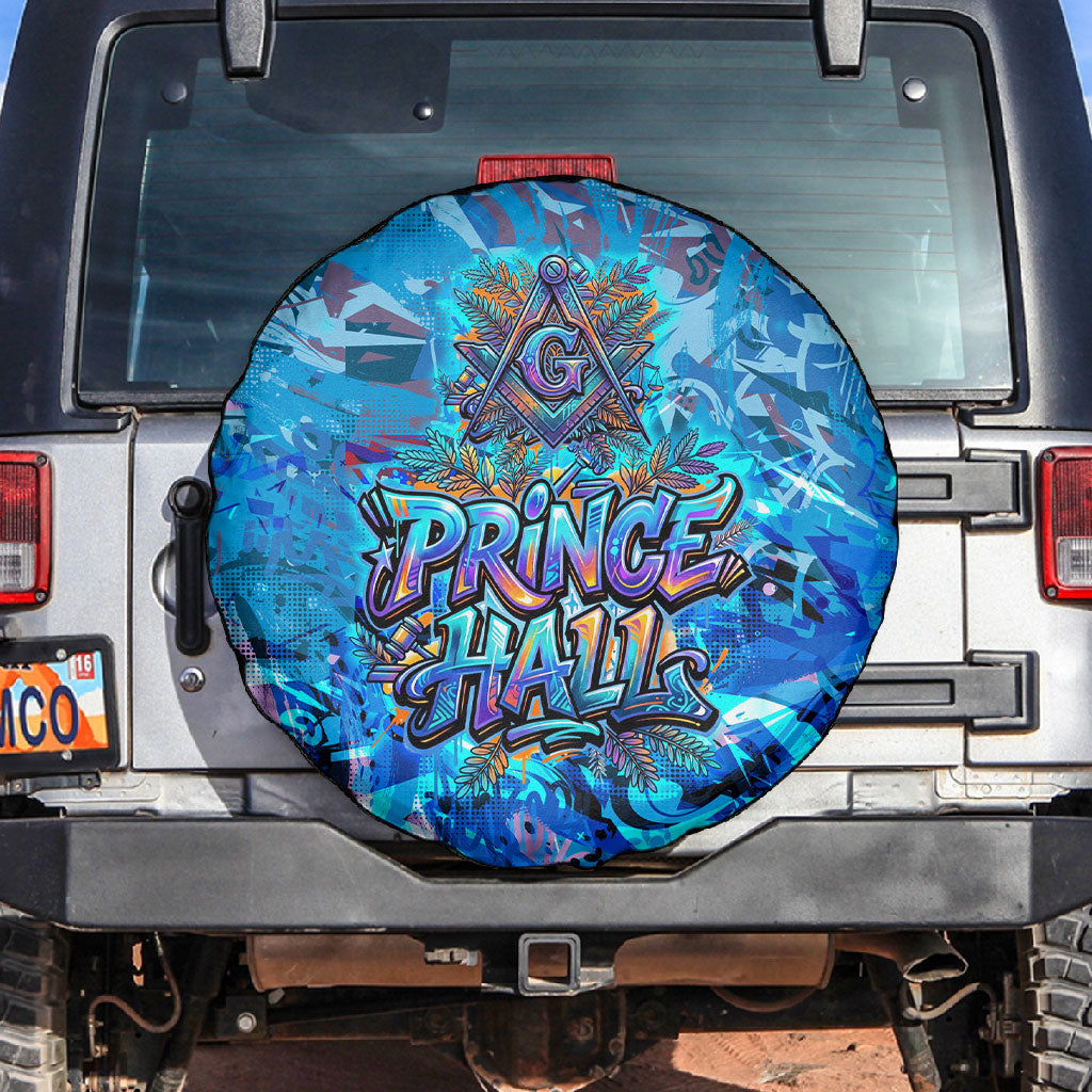 Prince Hall Freemasonry Spare Tire Cover Compasses Masonic Art - Urban Graffiti Style