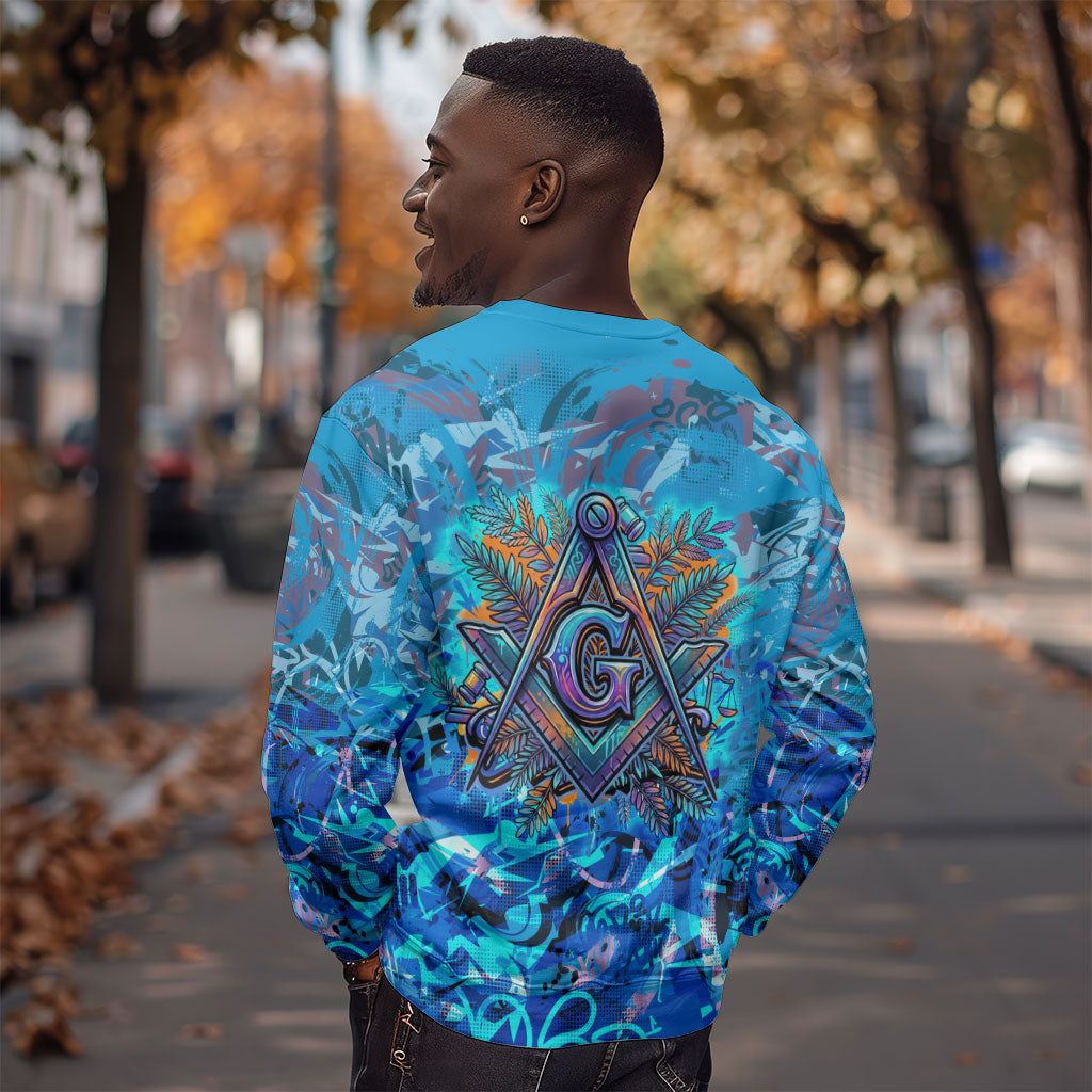 Prince Hall Freemasonry Sweatshirt Compasses Masonic Art - Urban Graffiti Style