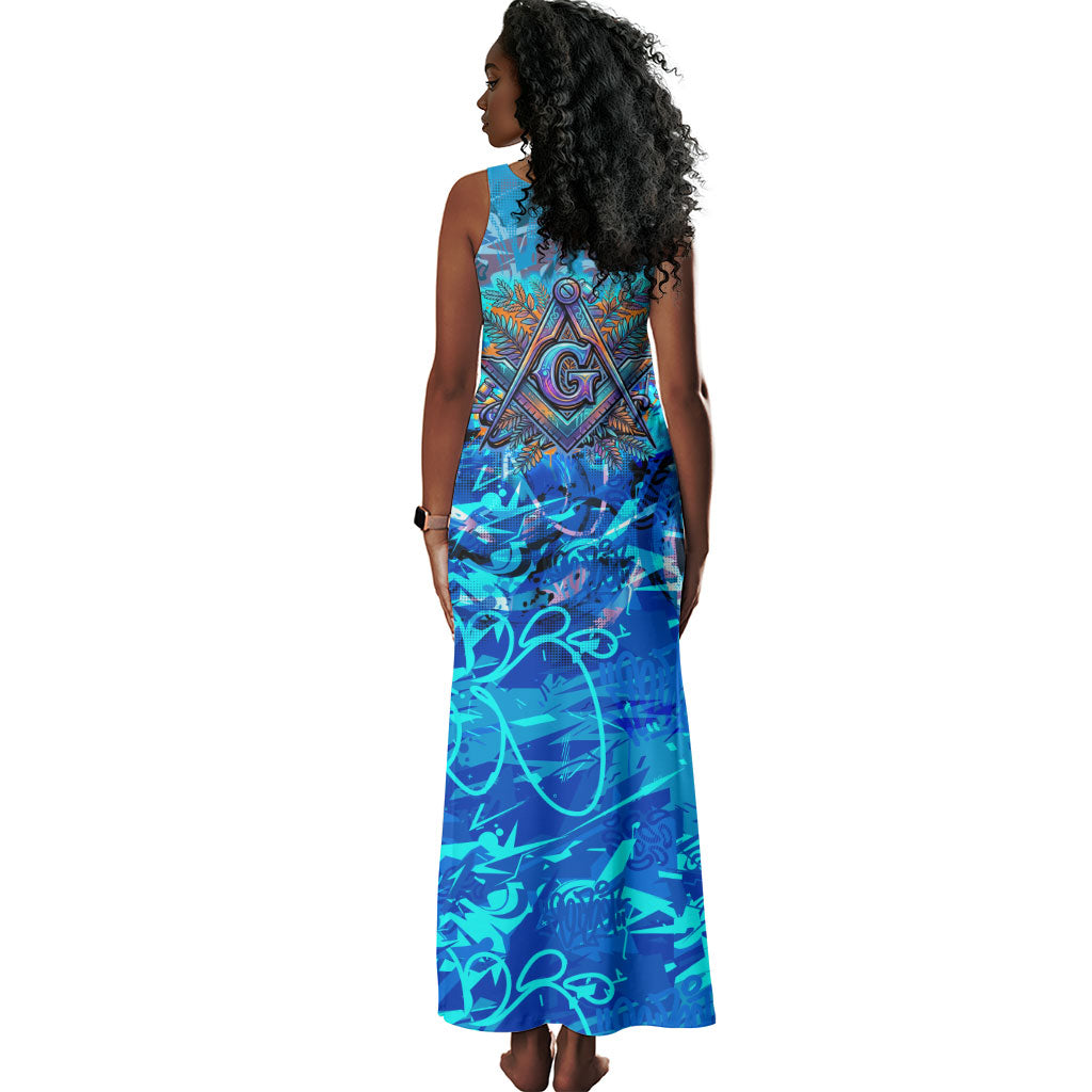 Prince Hall Freemasonry Tank Maxi Dress Compasses Masonic Art - Urban Graffiti Style