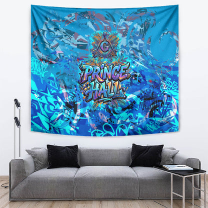 Prince Hall Freemasonry Tapestry Compasses Masonic Art - Urban Graffiti Style