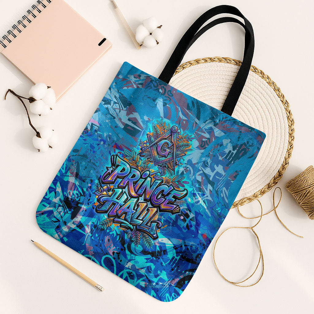 Prince Hall Freemasonry Tote Bag Compasses Masonic Art - Urban Graffiti Style