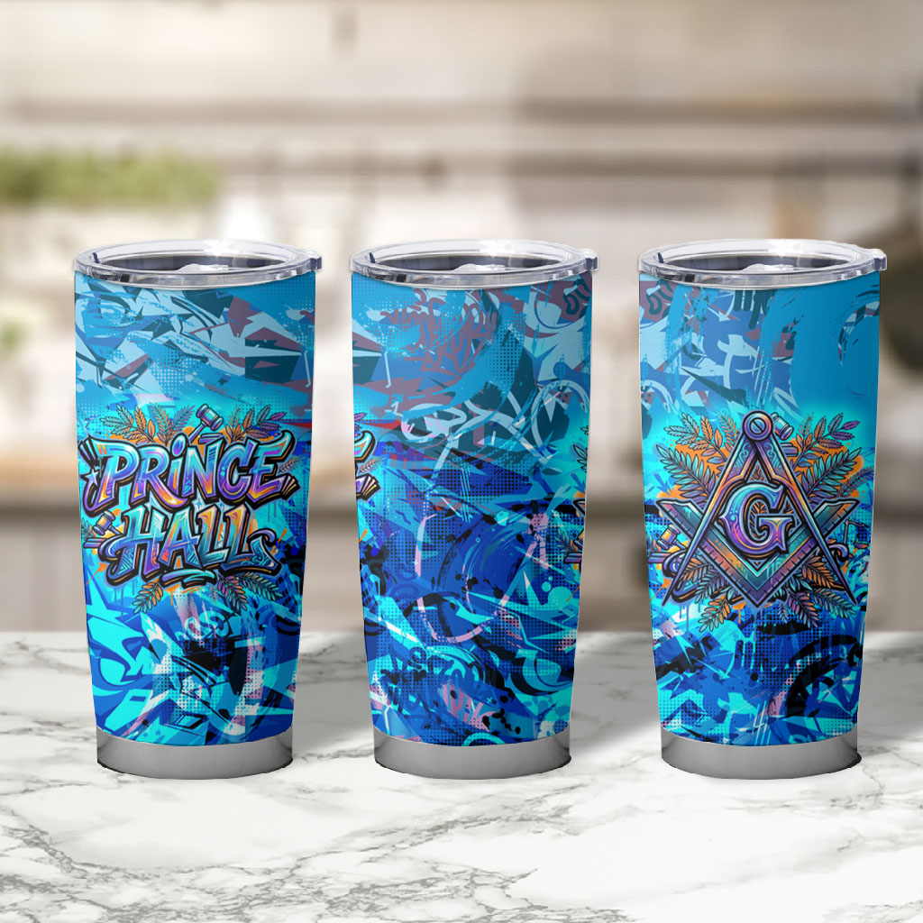 Prince Hall Freemasonry Tumbler Cup Compasses Masonic Art - Urban Graffiti Style