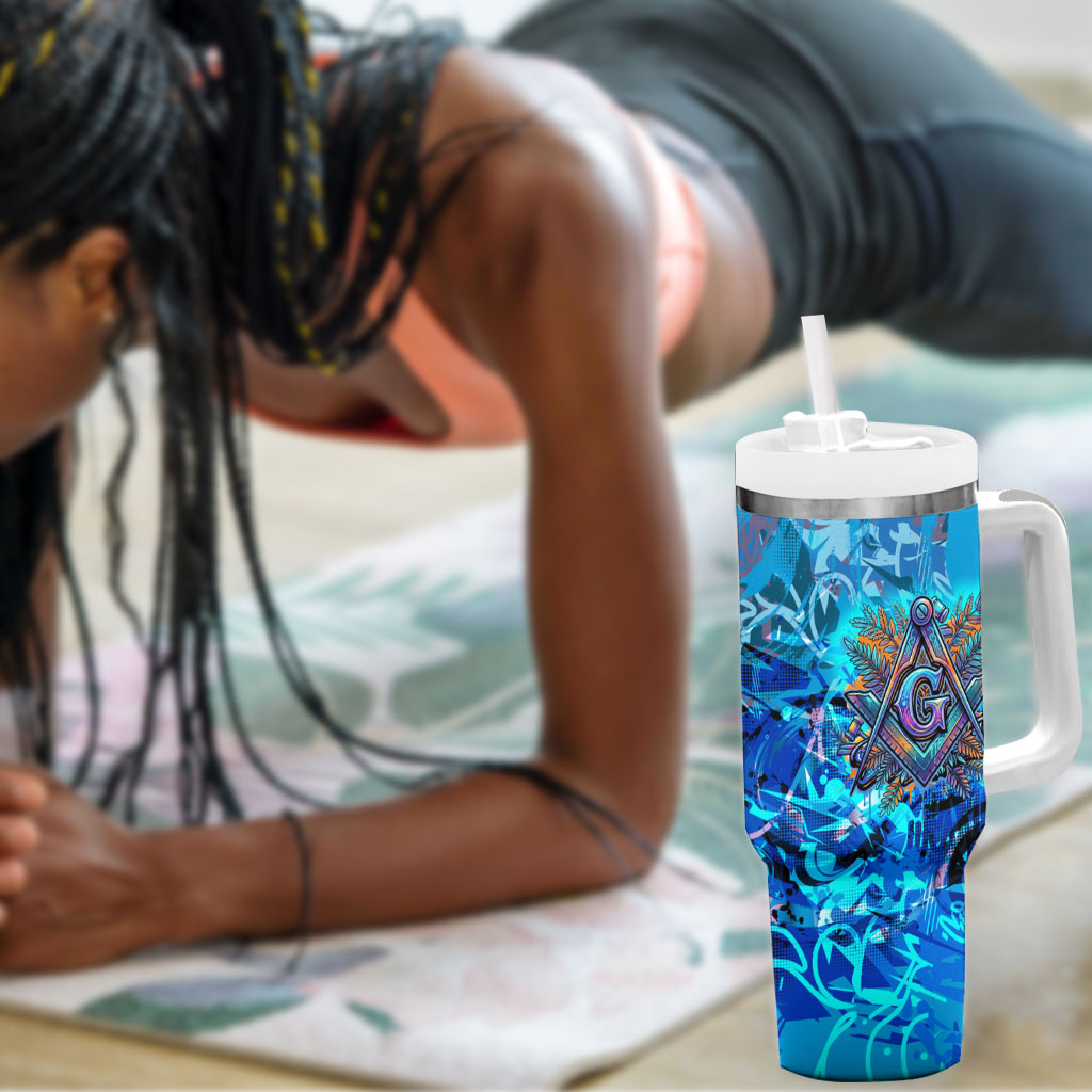Prince Hall Freemasonry Tumbler With Handle Compasses Masonic Art - Urban Graffiti Style