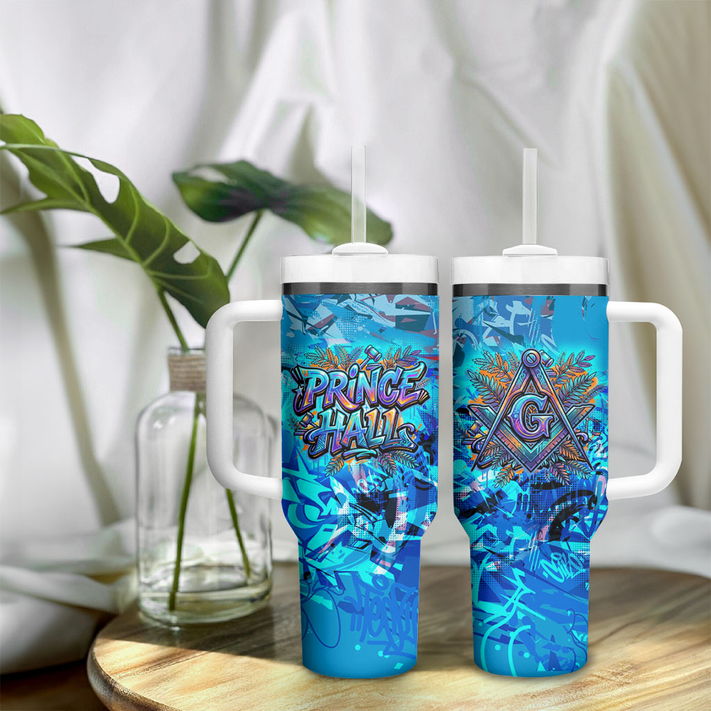 Prince Hall Freemasonry Tumbler With Handle Compasses Masonic Art - Urban Graffiti Style