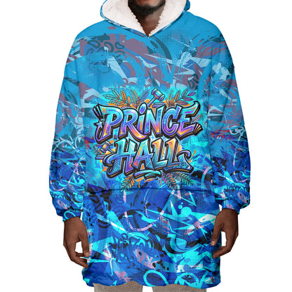 Prince Hall Freemasonry Wearable Blanket Hoodie Compasses Masonic Art - Urban Graffiti Style