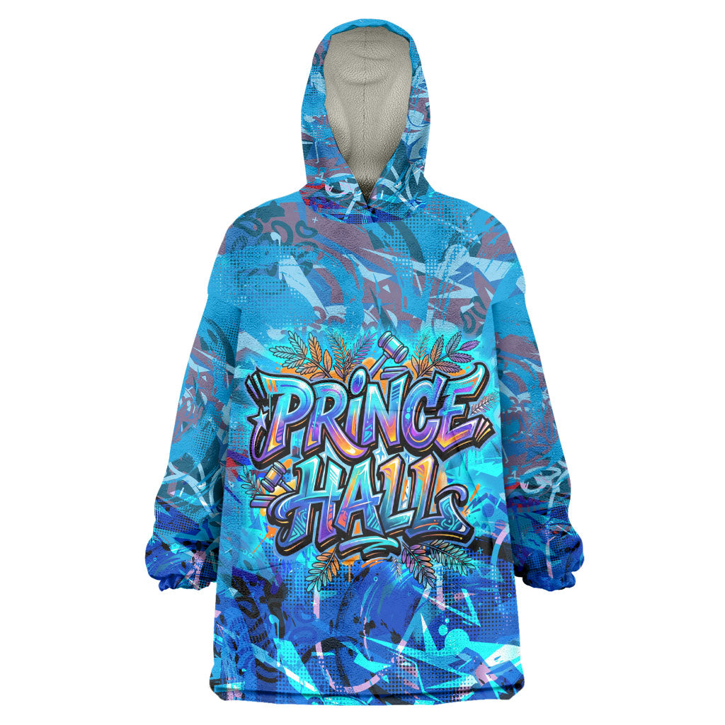 Prince Hall Freemasonry Wearable Blanket Hoodie Compasses Masonic Art - Urban Graffiti Style