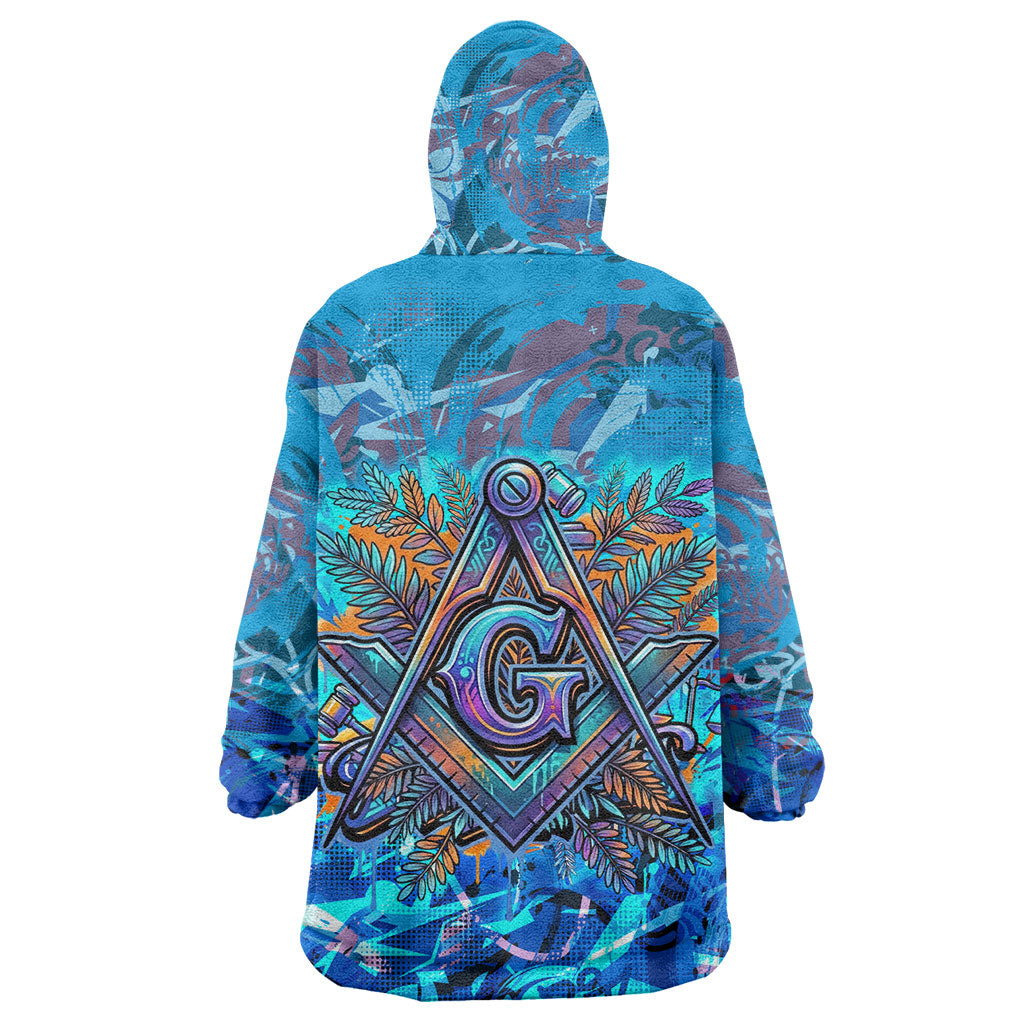 Prince Hall Freemasonry Wearable Blanket Hoodie Compasses Masonic Art - Urban Graffiti Style