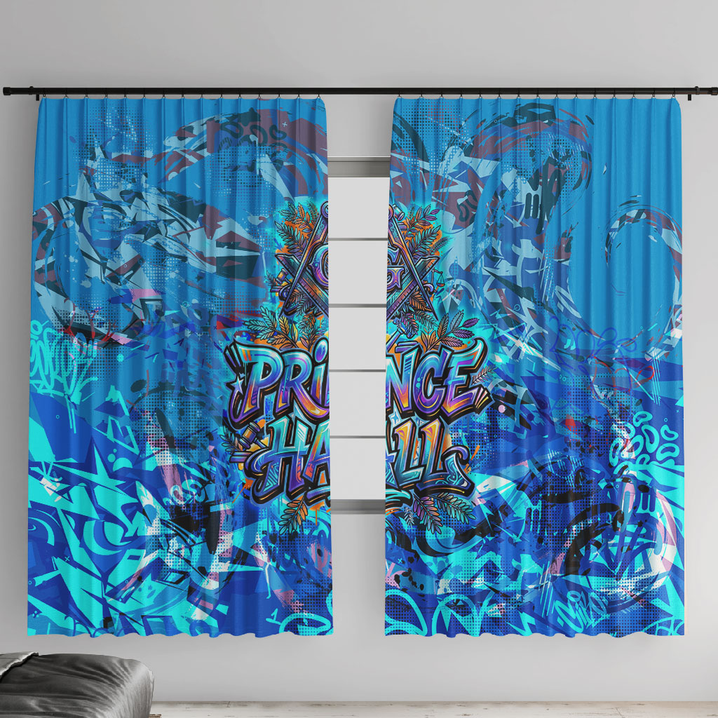 Prince Hall Freemasonry Window Curtain Compasses Masonic Art - Urban Graffiti Style