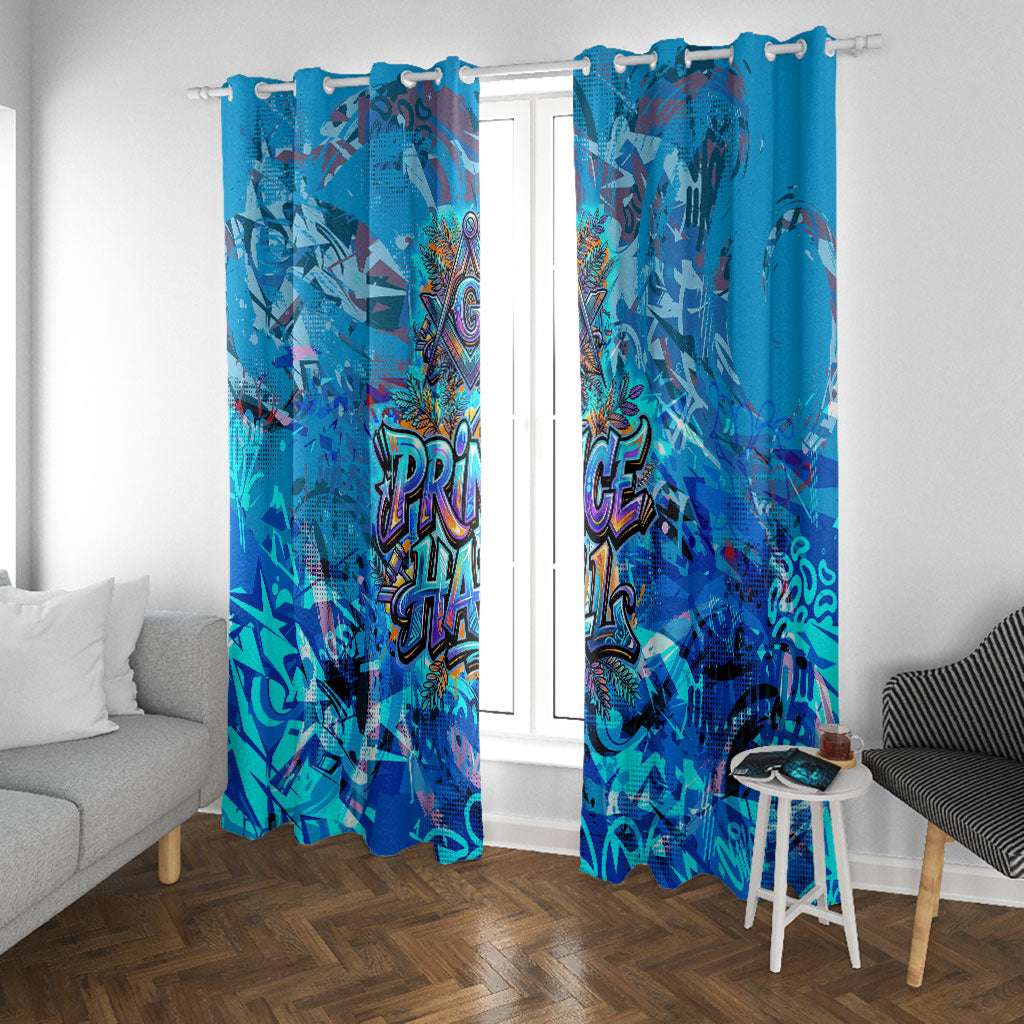 Prince Hall Freemasonry Window Curtain Compasses Masonic Art - Urban Graffiti Style