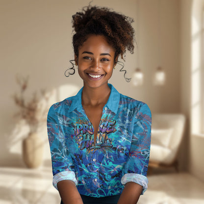 Prince Hall Freemasonry Women Casual Shirt Compasses Masonic Art - Urban Graffiti Style