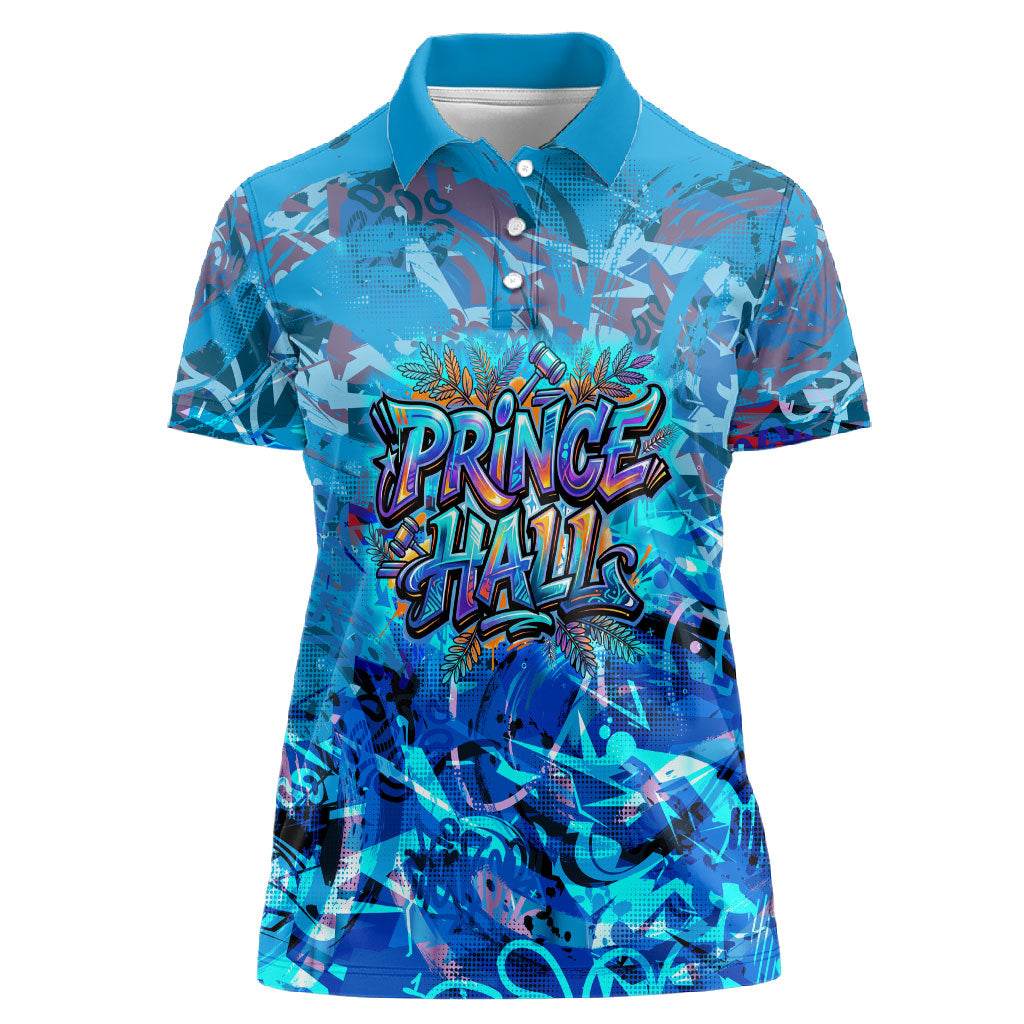 Prince Hall Freemasonry Women Polo Shirt Compasses Masonic Art - Urban Graffiti Style