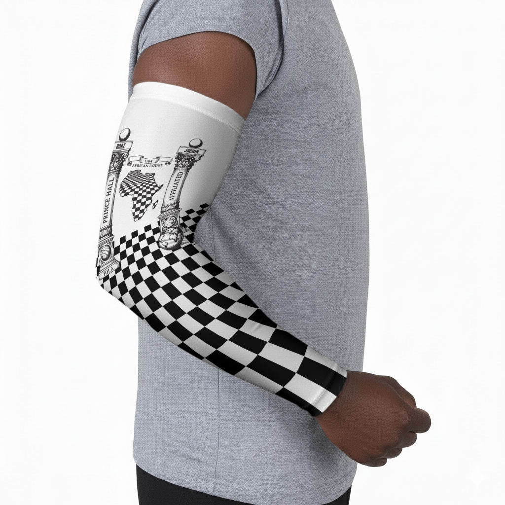 Prince Hall Affiliated Freemasonry Arm Sleeves Classic Masonic Pillars Boaz Jachin Checkerboard Africa Map