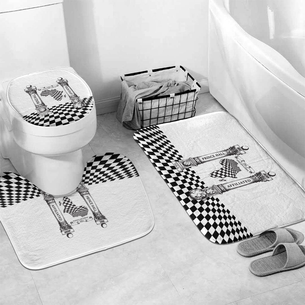 Prince Hall Affiliated Freemasonry Bathroom Set Classic Masonic Pillars Boaz Jachin Checkerboard Africa Map