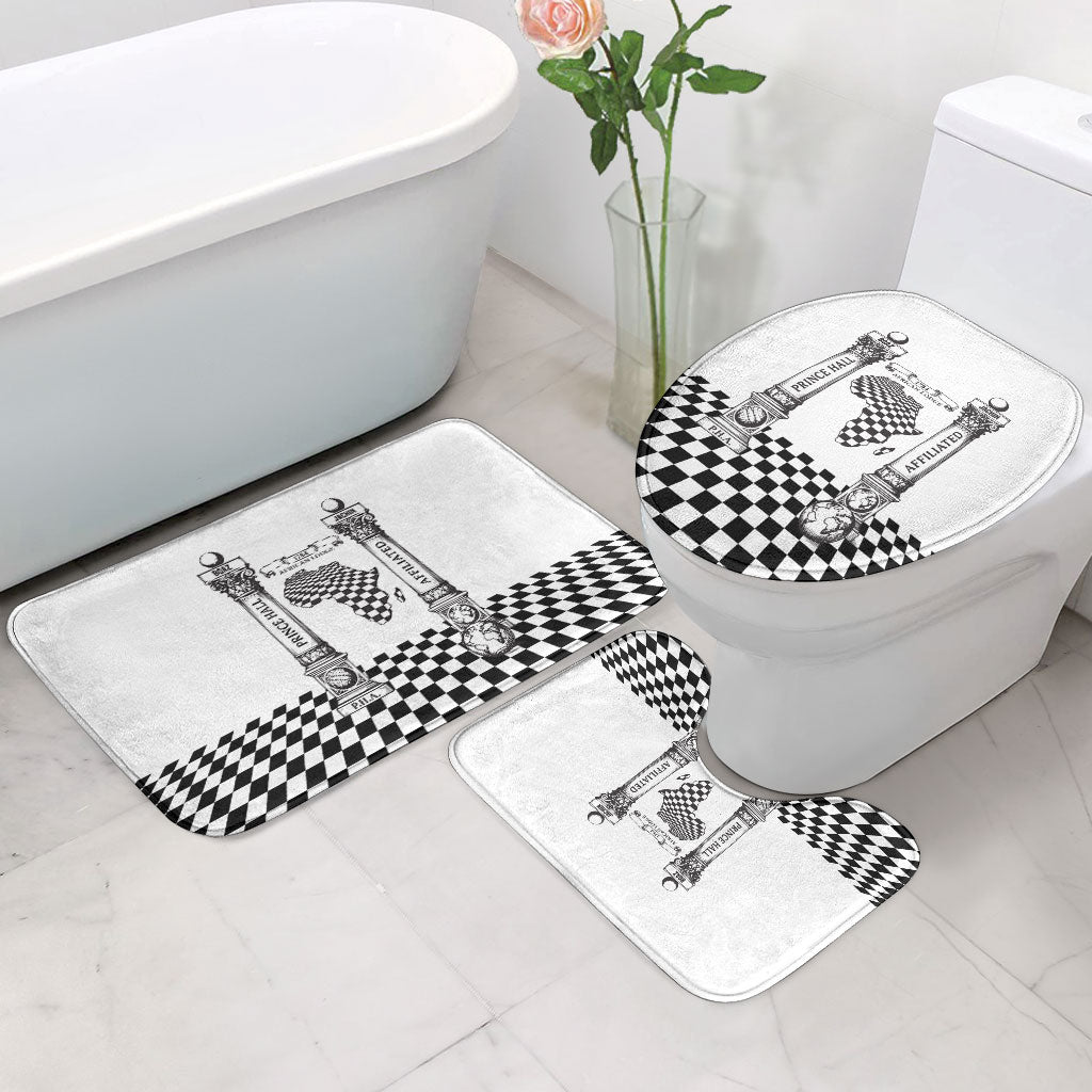 Prince Hall Affiliated Freemasonry Bathroom Set Classic Masonic Pillars Boaz Jachin Checkerboard Africa Map