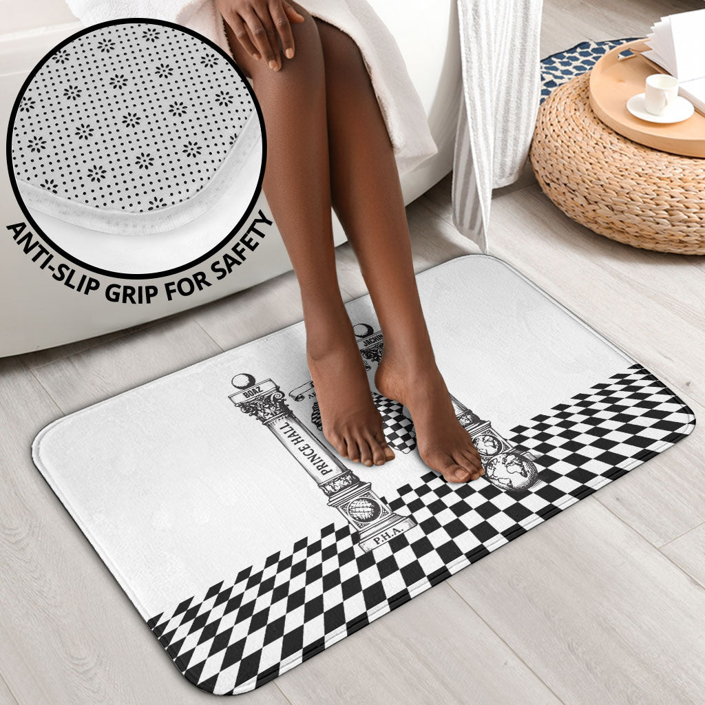 Prince Hall Affiliated Freemasonry Bathroom Set Classic Masonic Pillars Boaz Jachin Checkerboard Africa Map