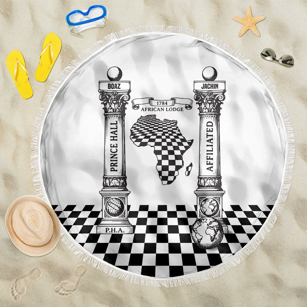 Prince Hall Affiliated Freemasonry Beach Blanket Classic Masonic Pillars Boaz Jachin Checkerboard Africa Map