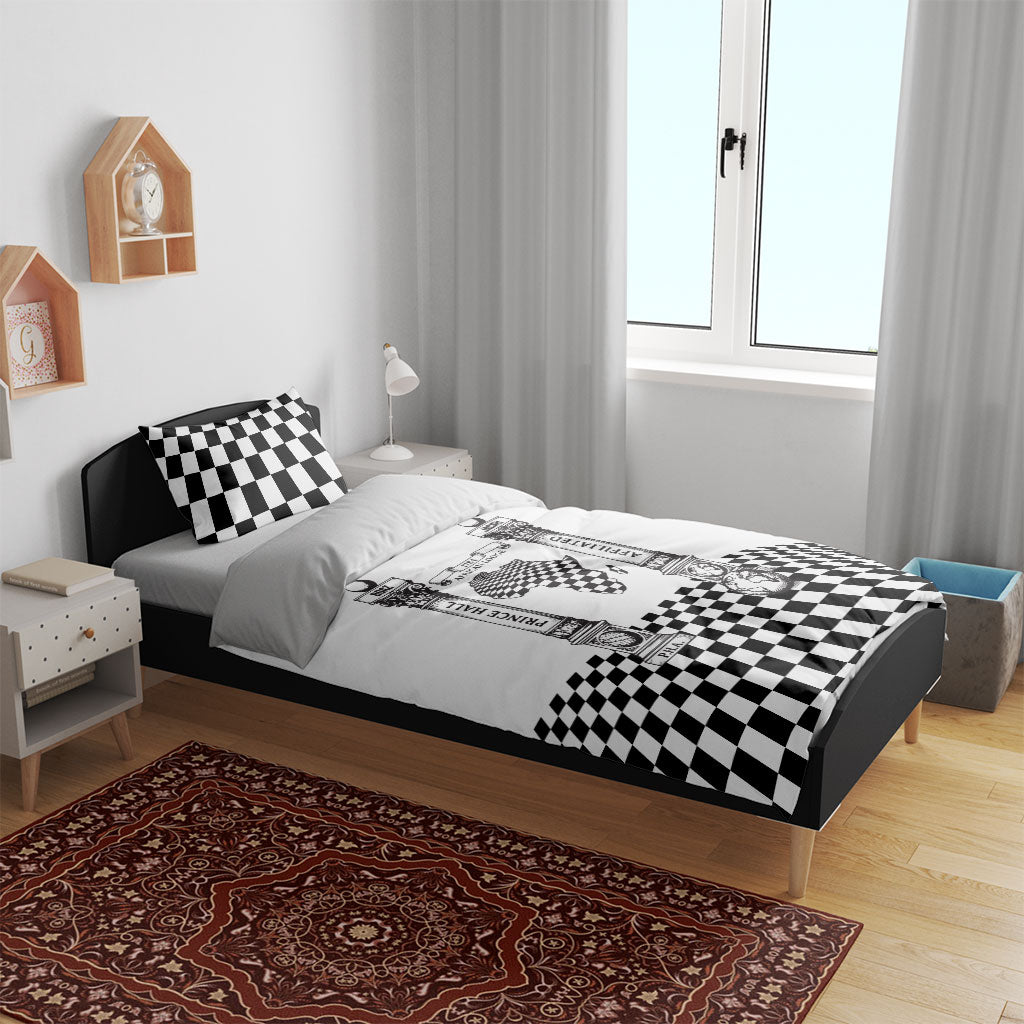 Prince Hall Affiliated Freemasonry Bedding Set Classic Masonic Pillars Boaz Jachin Checkerboard Africa Map