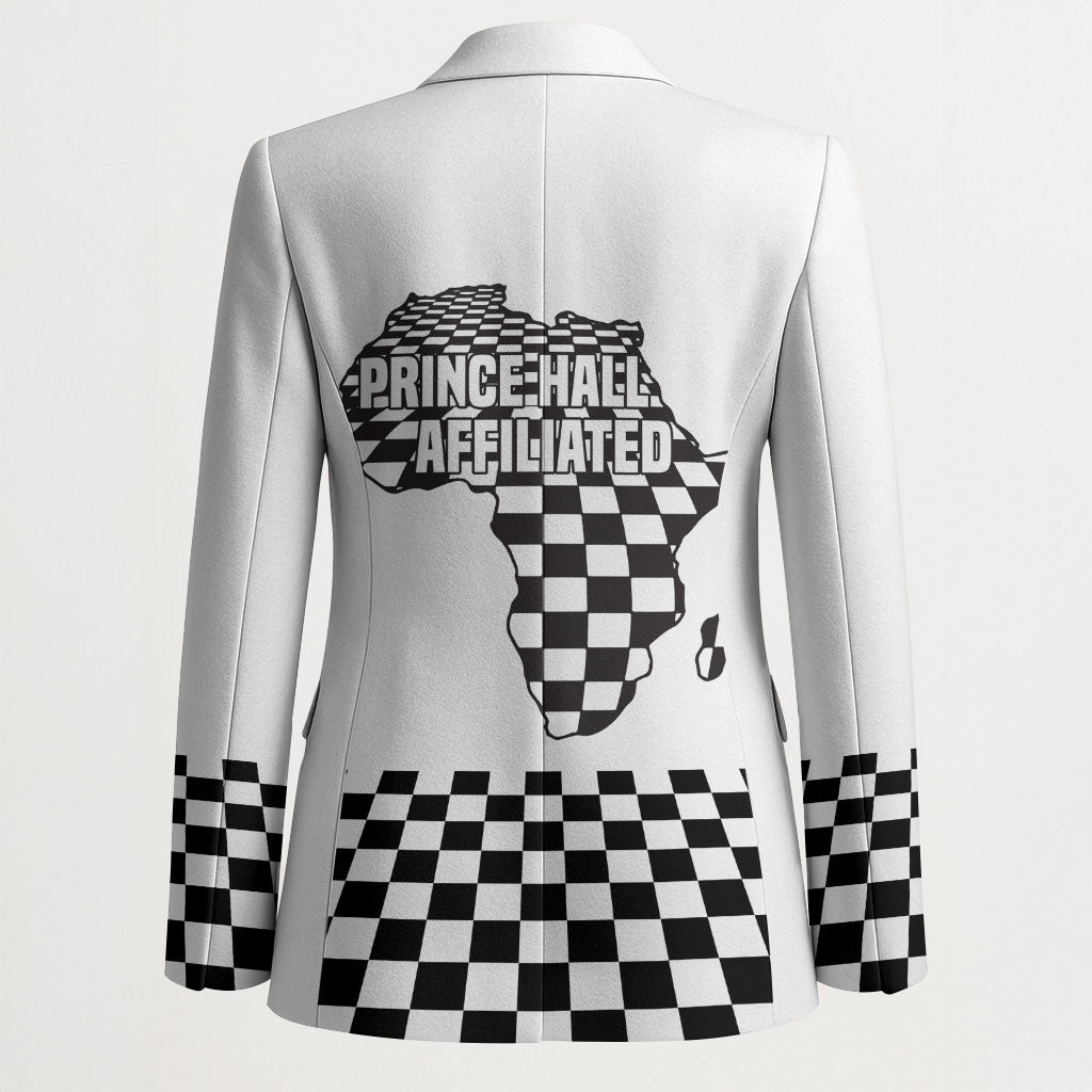 Prince Hall Affiliated Freemasonry Blazer Classic Masonic Pillars Boaz Jachin Checkerboard Africa Map