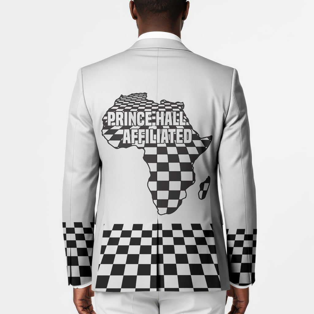 Prince Hall Affiliated Freemasonry Blazer Classic Masonic Pillars Boaz Jachin Checkerboard Africa Map