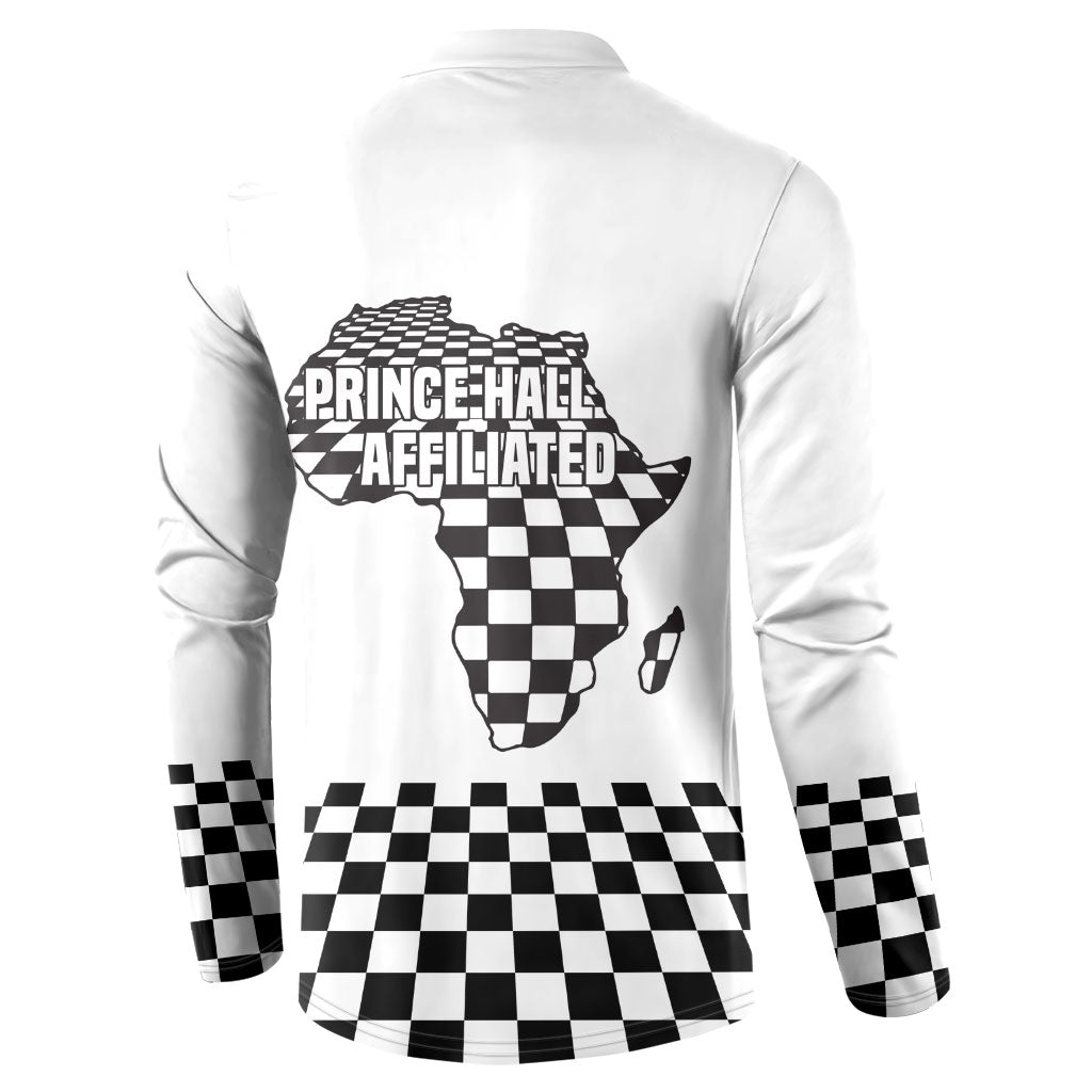 Prince Hall Affiliated Freemasonry Button Sweatshirt Classic Masonic Pillars Boaz Jachin Checkerboard Africa Map