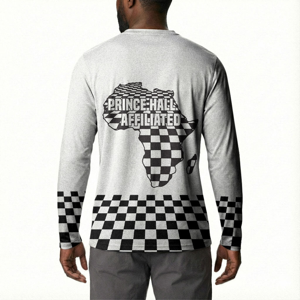 Prince Hall Affiliated Freemasonry Button Sweatshirt Classic Masonic Pillars Boaz Jachin Checkerboard Africa Map