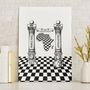 Prince Hall Affiliated Freemasonry Canvas Wall Art Classic Masonic Pillars Boaz Jachin Checkerboard Africa Map