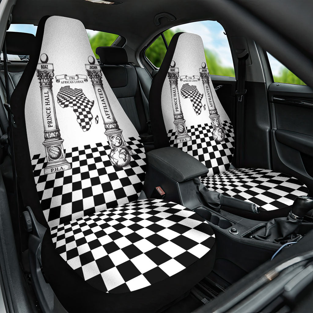 Prince Hall Affiliated Freemasonry Car Seat Cover Classic Masonic Pillars Boaz Jachin Checkerboard Africa Map