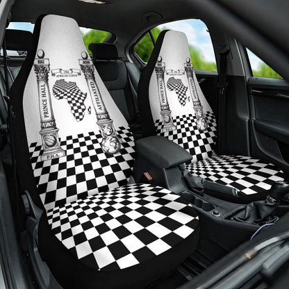 Prince Hall Affiliated Freemasonry Car Seat Cover Classic Masonic Pillars Boaz Jachin Checkerboard Africa Map