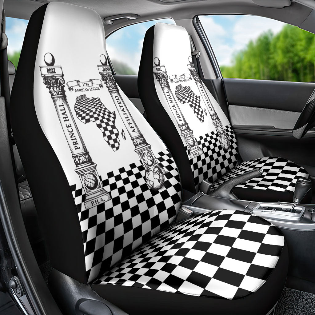 Prince Hall Affiliated Freemasonry Car Seat Cover Classic Masonic Pillars Boaz Jachin Checkerboard Africa Map