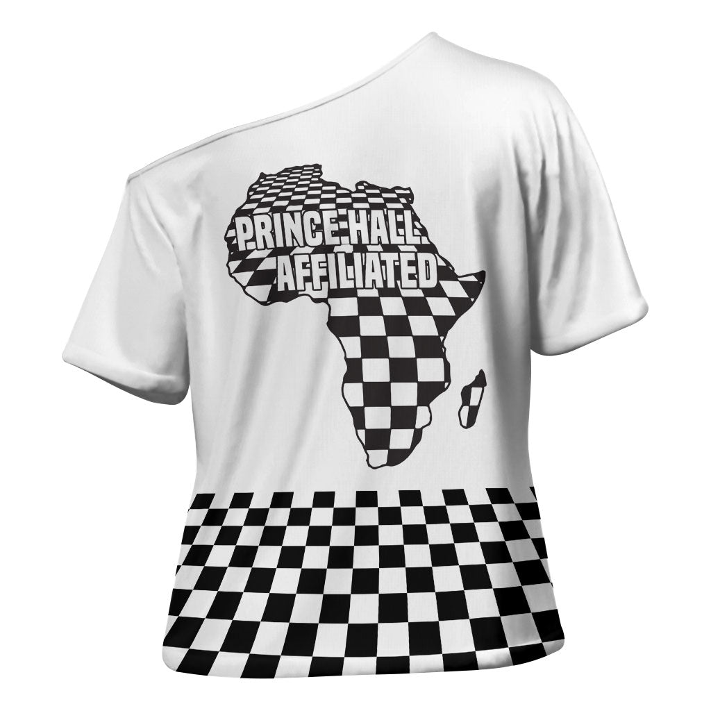 Prince Hall Affiliated Freemasonry Cross Shoulder Shirt Classic Masonic Pillars Boaz Jachin Checkerboard Africa Map