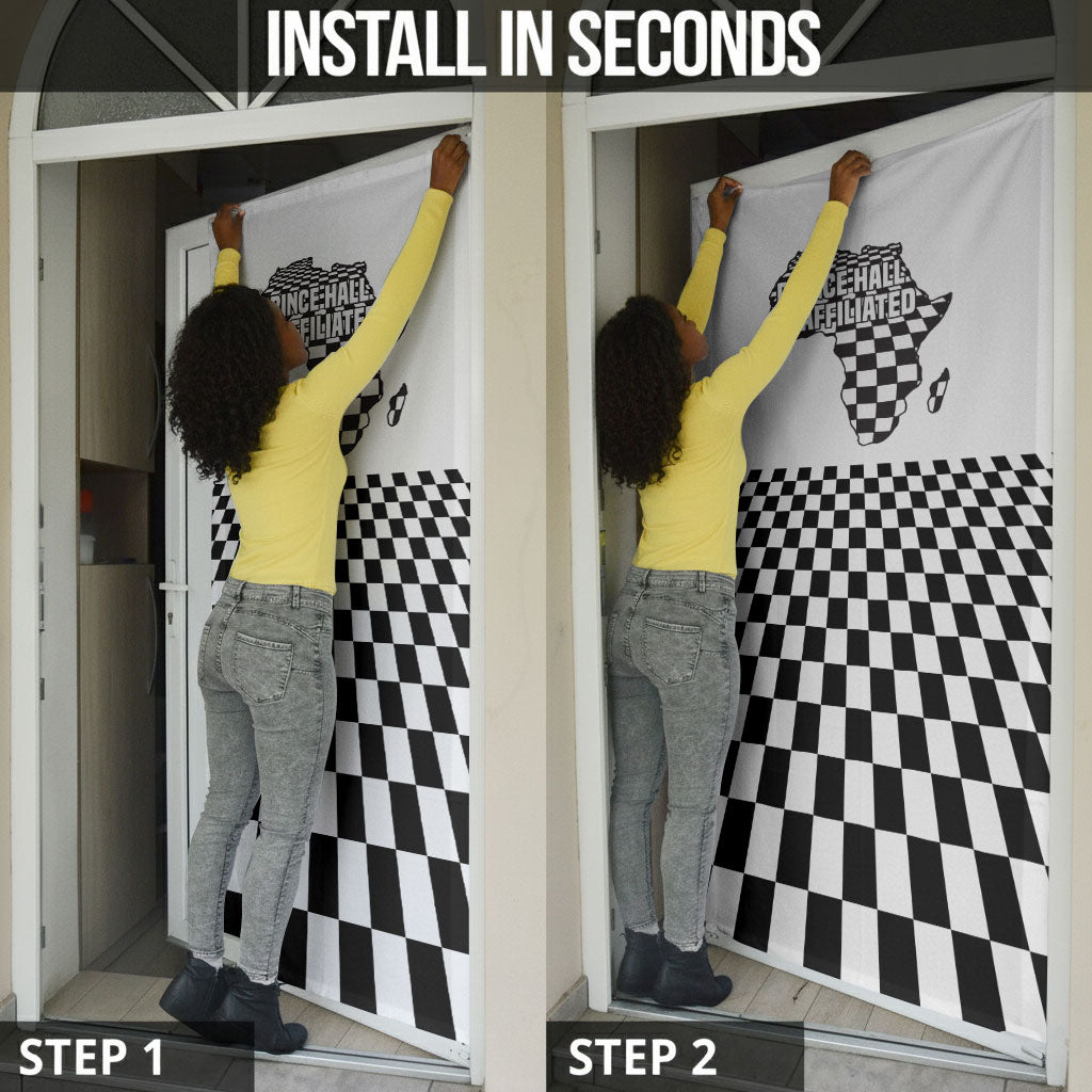 Prince Hall Affiliated Freemasonry Door Cover Classic Masonic Pillars Boaz Jachin Checkerboard Africa Map