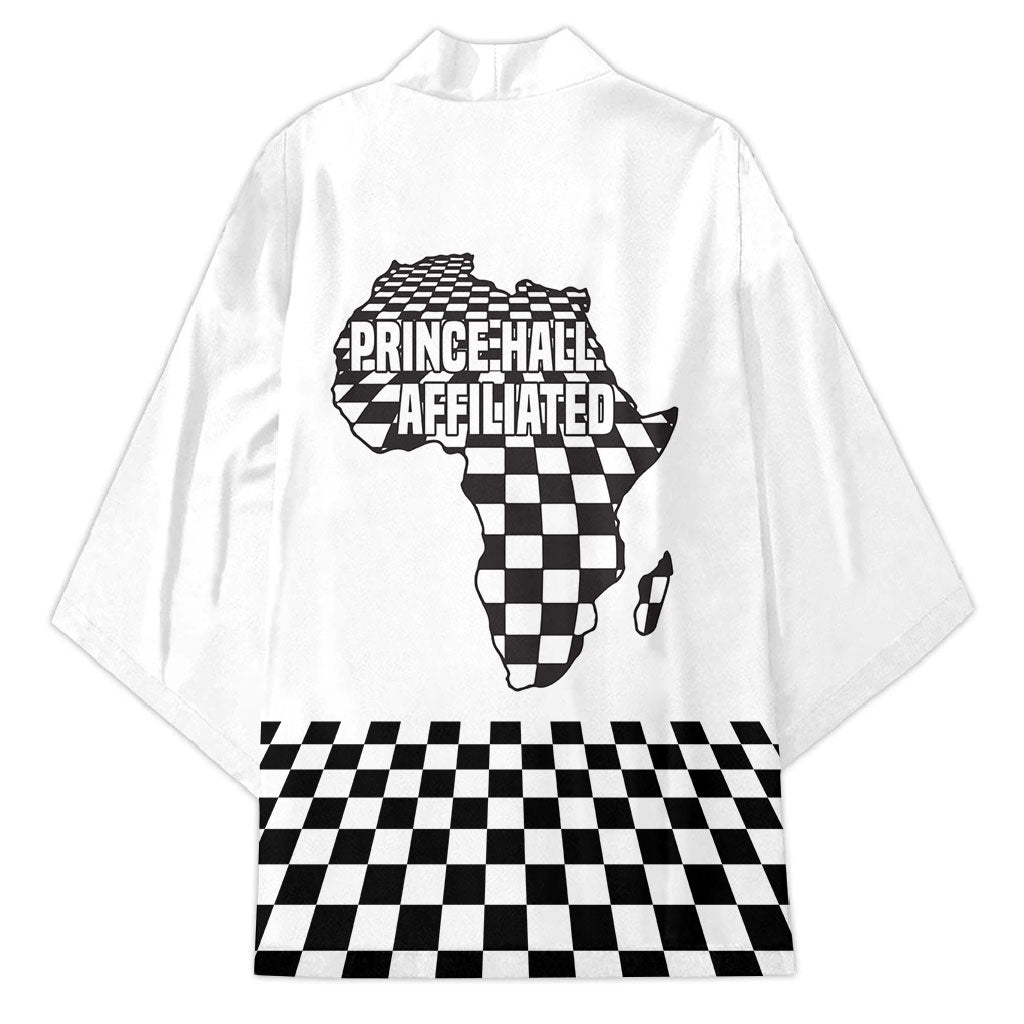 Prince Hall Affiliated Freemasonry Kimono Classic Masonic Pillars Boaz Jachin Checkerboard Africa Map