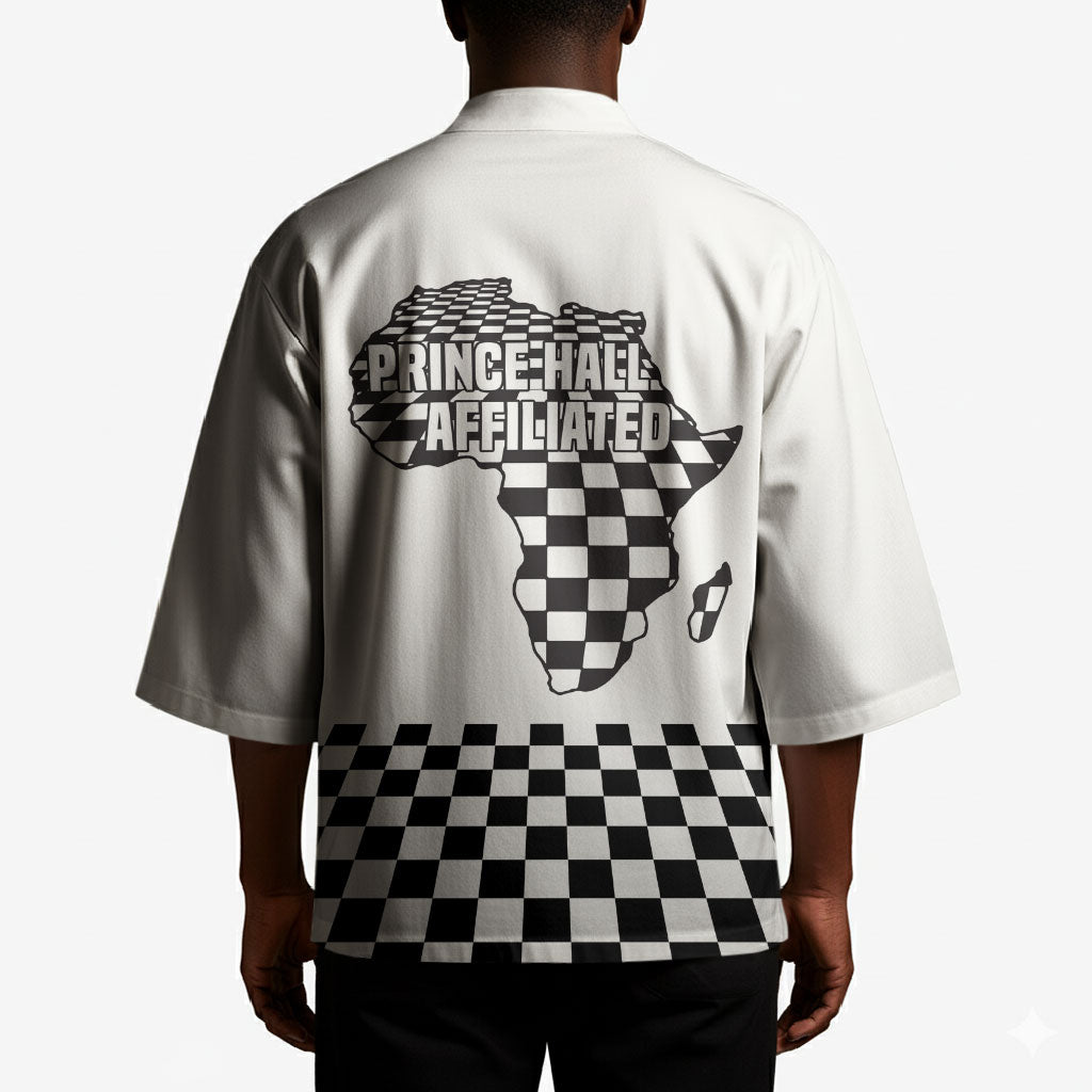 Prince Hall Affiliated Freemasonry Kimono Classic Masonic Pillars Boaz Jachin Checkerboard Africa Map