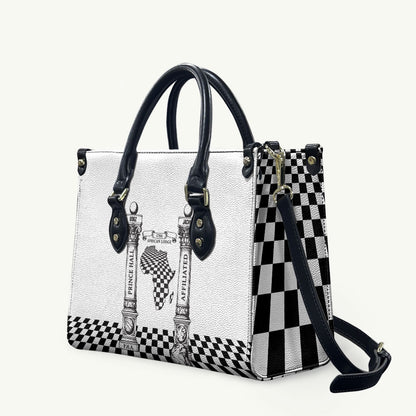 Prince Hall Affiliated Freemasonry Leather Bag Classic Masonic Pillars Boaz Jachin Checkerboard Africa Map