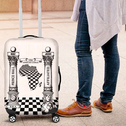 Prince Hall Affiliated Freemasonry Luggage Cover Classic Masonic Pillars Boaz Jachin Checkerboard Africa Map