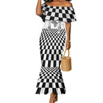 Prince Hall Affiliated Freemasonry Mermaid Dress Classic Masonic Pillars Boaz Jachin Checkerboard Africa Map