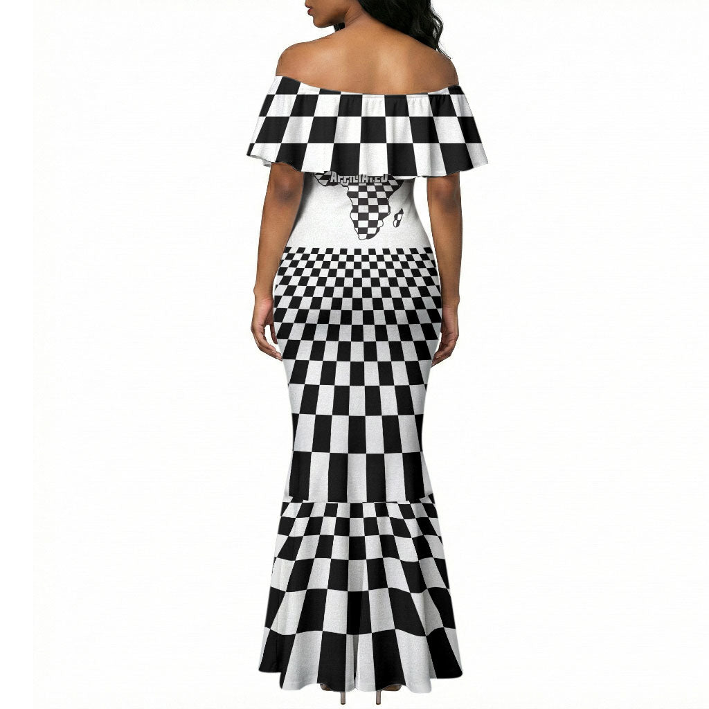 Prince Hall Affiliated Freemasonry Mermaid Dress Classic Masonic Pillars Boaz Jachin Checkerboard Africa Map