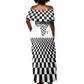 Prince Hall Affiliated Freemasonry Off Shoulder Maxi Dress Classic Masonic Pillars Boaz Jachin Checkerboard Africa Map