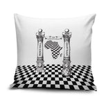 Prince Hall Affiliated Freemasonry Pillow Cover Classic Masonic Pillars Boaz Jachin Checkerboard Africa Map