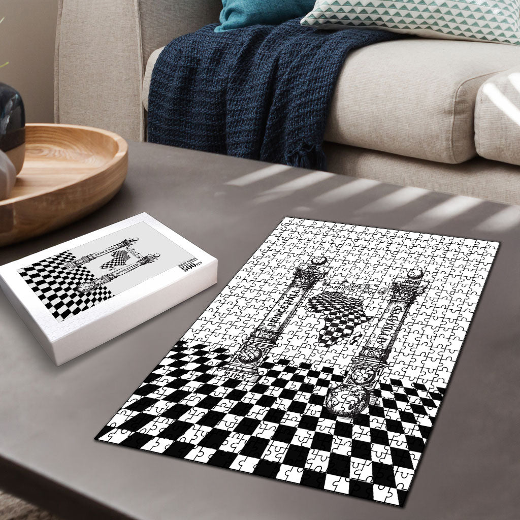 Prince Hall Affiliated Freemasonry Puzzle Classic Masonic Pillars Boaz Jachin Checkerboard Africa Map